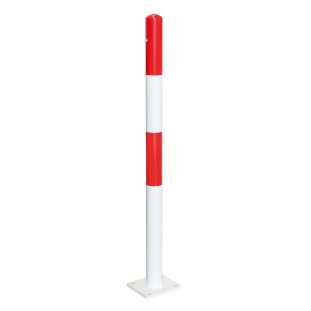 MORION paal op voetplaat Ø60mm 0 kettingogen rood/wit