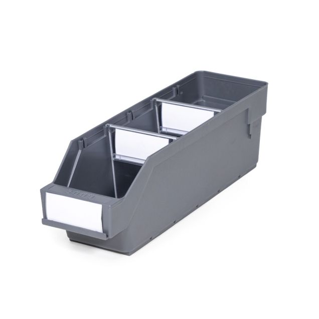 Magazijnbak 3009 Grijs met 2 verdeelschotten en 3 labels 300x90x95mm (lxbxh)