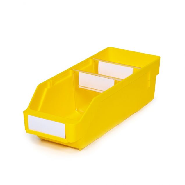 Magazijnbak 3012 Geel met 2 verdeelschotten en 3 labels 300x120x95mm (lxbxh)