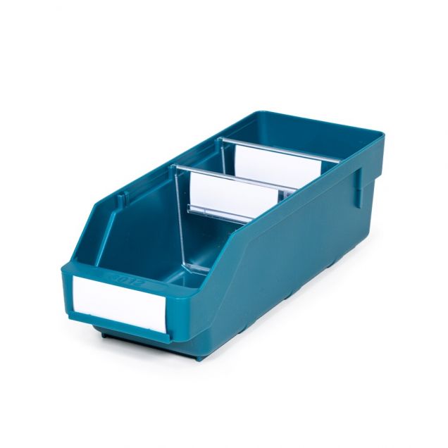 Magazijnbak 3012 Groen met 2 verdeelschotten en 3 labels 300x120x95mm (lxbxh)