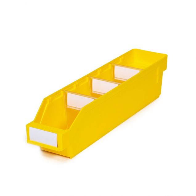 Magazijnbak 4009 Geel met 3 verdeelschotten en 4 labels 400x90x95mm (lxbxh)