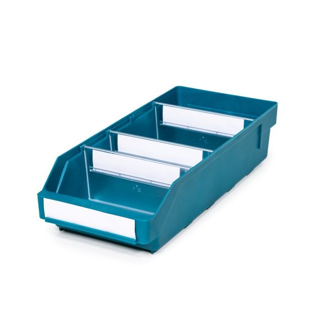 Magazijnbak 4018 Groen met 3 verdeelschotten en 4 labels 400x180x95mm (lxbxh)