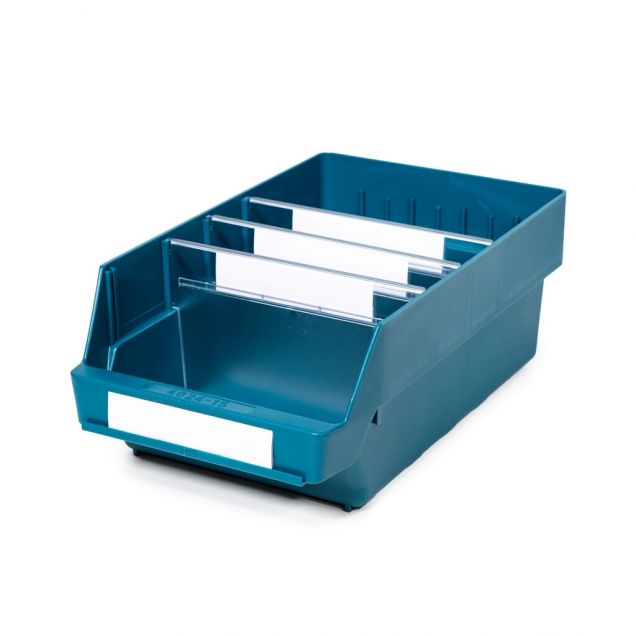 Magazijnbak 4024-15 Groen met 3 verdeelschotten en 4 labels 400x240x150mm (lxbxh)