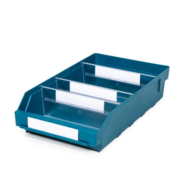 Magazijnbak 4024 Groen met 3 verdeelschotten en 4 labels 400x240x95mm (lxbxh)