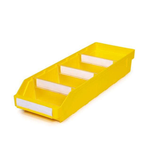 Magazijnbak 5018 Geel met 3 verdeelschotten en 4 labels 500x180x95mm (lxbxh)