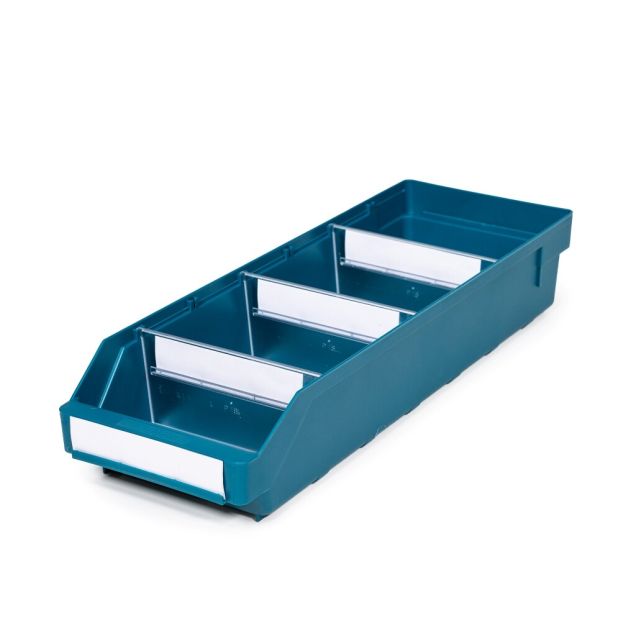 Magazijnbak 5018 Groen met 3 verdeelschotten en 4 labels 500x180x95mm (lxbxh)