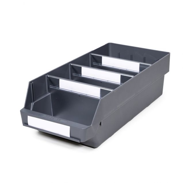 Magazijnbak 5024-15 Grijs met 3 verdeelschotten en 4 labels 500x240x150mm (lxbxh)