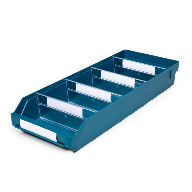 Magazijnbak 6024 Groen met 4 verdeelschotten en 5 labels 600x240x95mm (lxbxh)