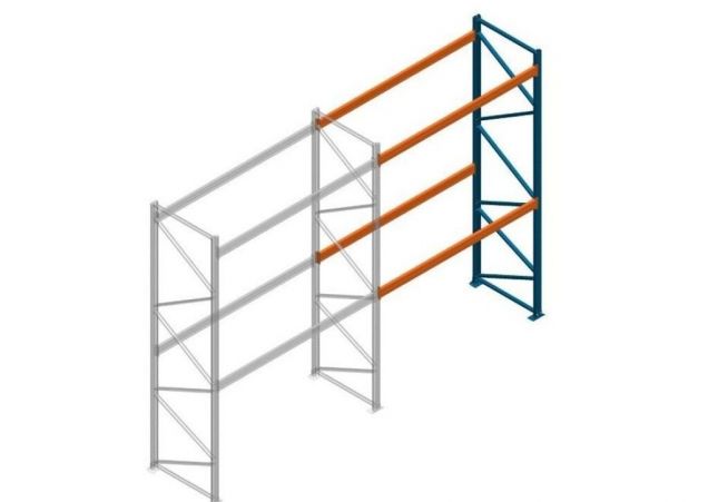 Aanbouwsectie deels gebruikte Nedcon PR palletstelling 3000x3500x1100mm hxbxd 2niveaus 3500kg/niv