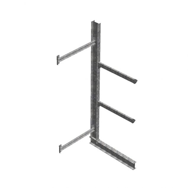 Zware draagarmstelling thermisch verzinkt enkelzijdig 3500x800x1200mm (hxbxd) 2 niveaus aanbouwsectie