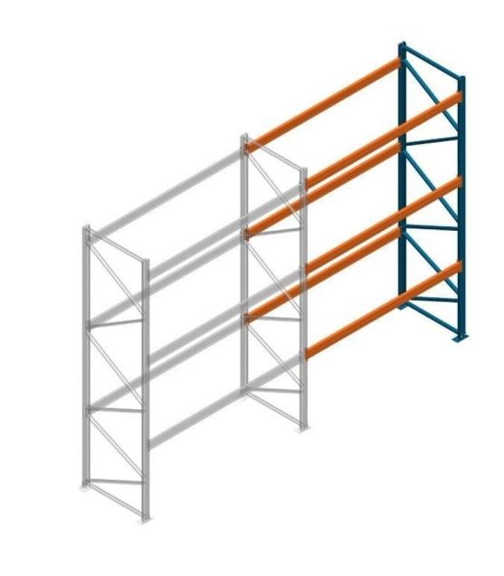 Aanbouwsectie deels gebruikte Nedcon PR palletstelling 4000x3100x1100mm hxbxd 3niveaus 2600kg/niv