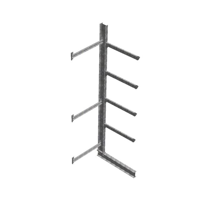 Zware draagarmstelling thermisch verzinkt enkelzijdig 4500x800x1200mm (hxbxd) 4 niveaus aanbouwsectie