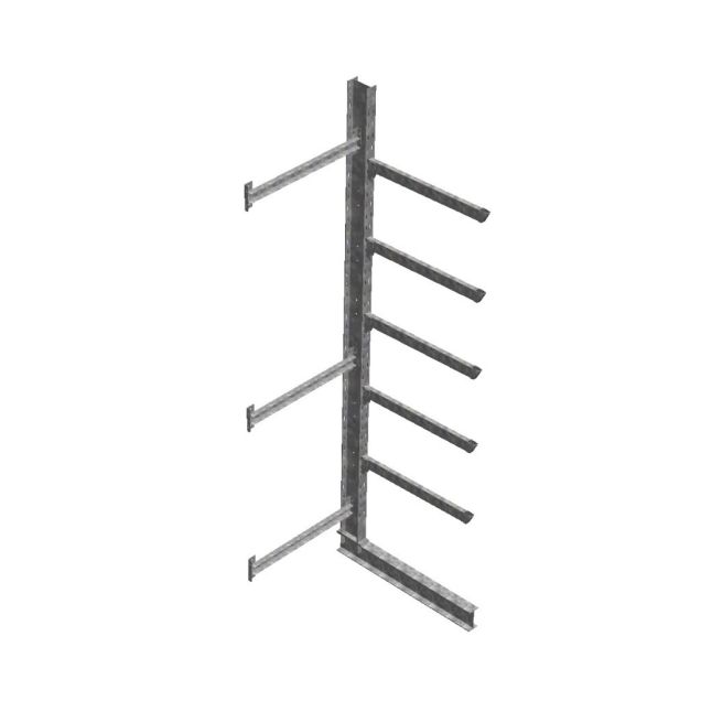 Zware draagarmstelling thermisch verzinkt enkelzijdig 4500x800x1200mm (hxbxd) 5 niveaus aanbouwsectie