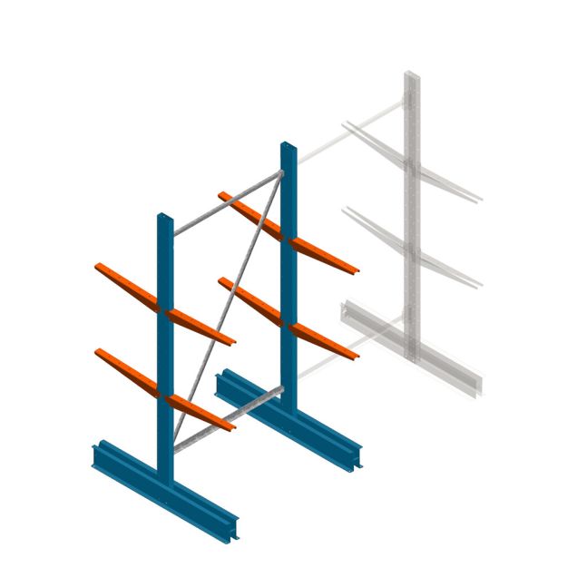 Lichte draagarmstelling BR dubbelzijdig 2000x1000x500 mm (hxbxd) 2 niveaus beginsectie