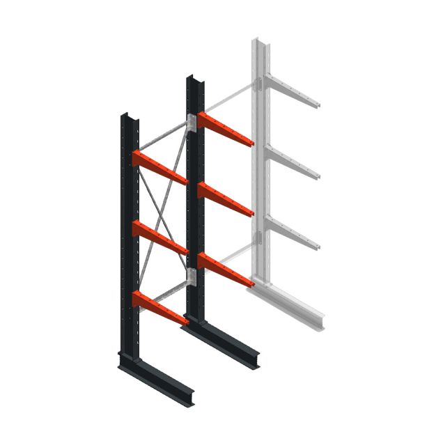 Medium draagarmstelling BR enkelzijdig 2500x750x600mm (hxbxd) 3 niveaus beginsectie 290/arm