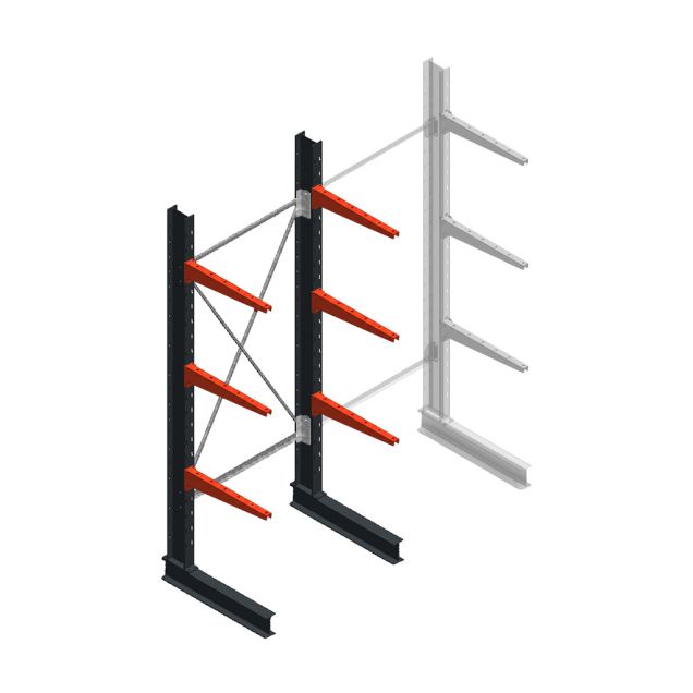 Medium draagarmstelling BR enkelzijdig 2500x1000x600mm (hxbxd) 3 niveaus beginsectie 290/arm