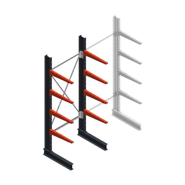 Medium draagarmstelling BR enkelzijdig 2500x1000x600mm (hxbxd) 4 niveaus beginsectie 290/arm