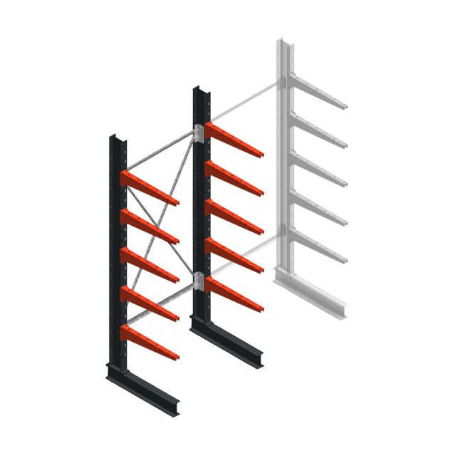 Medium draagarmstelling BR enkelzijdig 2500x1000x600mm (hxbxd) 5 niveaus beginsectie 290/arm