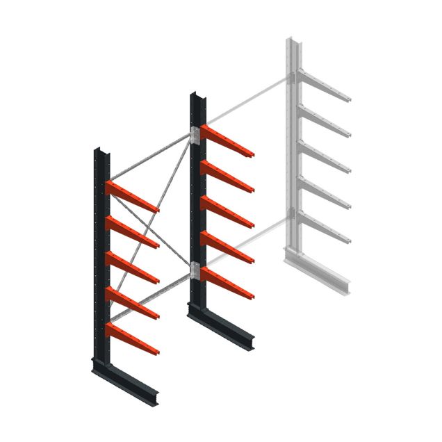 Medium draagarmstelling BR enkelzijdig 2500x1250x600mm (hxbxd) 5 niveaus beginsectie 290/arm