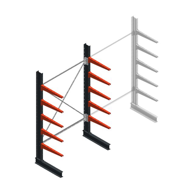 Medium draagarmstelling BR enkelzijdig 2500x1500x600mm (hxbxd) 5 niveaus beginsectie 425/arm
