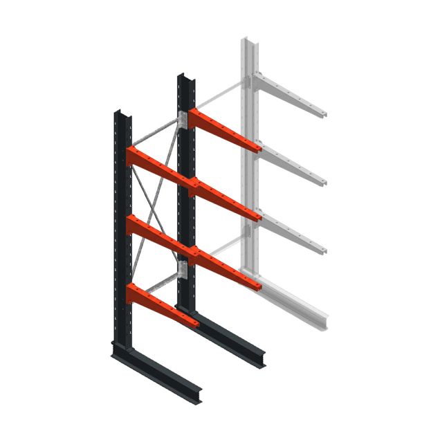 Medium draagarmstelling BR enkelzijdig 2500x750x800mm (hxbxd) 3 niveaus beginsectie 220/arm