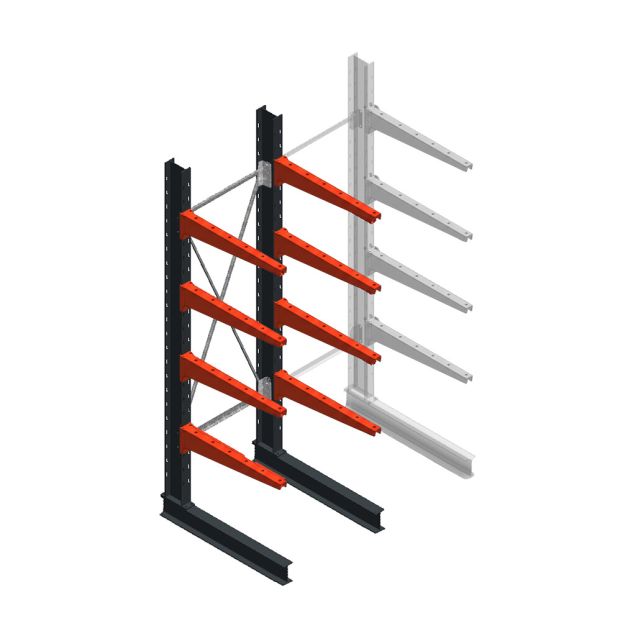 Medium draagarmstelling BR enkelzijdig 2500x750x800mm (hxbxd) 4 niveaus beginsectie 220/arm