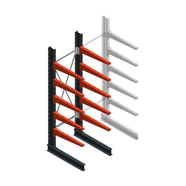 Medium draagarmstelling BR enkelzijdig 2500x750x800mm (hxbxd) 5 niveaus beginsectie 220/arm