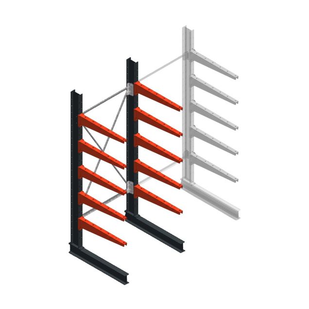 Medium draagarmstelling BR enkelzijdig 2500x1000x800mm (hxbxd) 5 niveaus beginsectie 220/arm