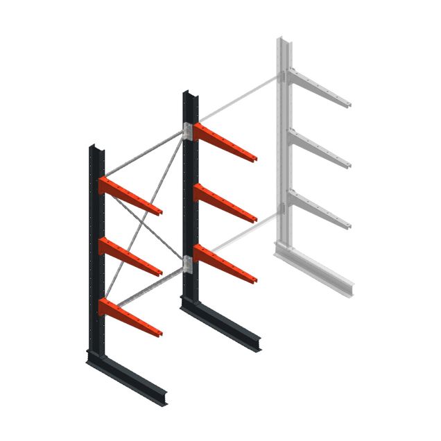 Medium draagarmstelling BR enkelzijdig 2500x1250x800mm (hxbxd) 3 niveaus beginsectie 340/arm