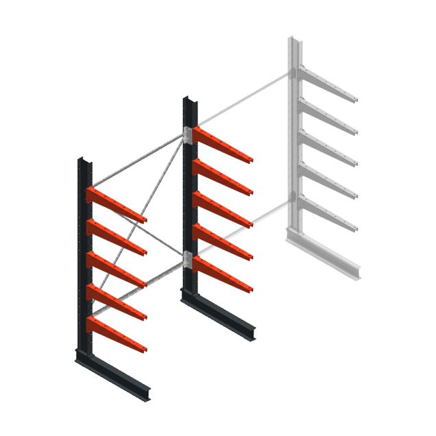 Medium draagarmstelling BR enkelzijdig 2500x1500x800mm (hxbxd) 5 niveaus beginsectie 220/arm