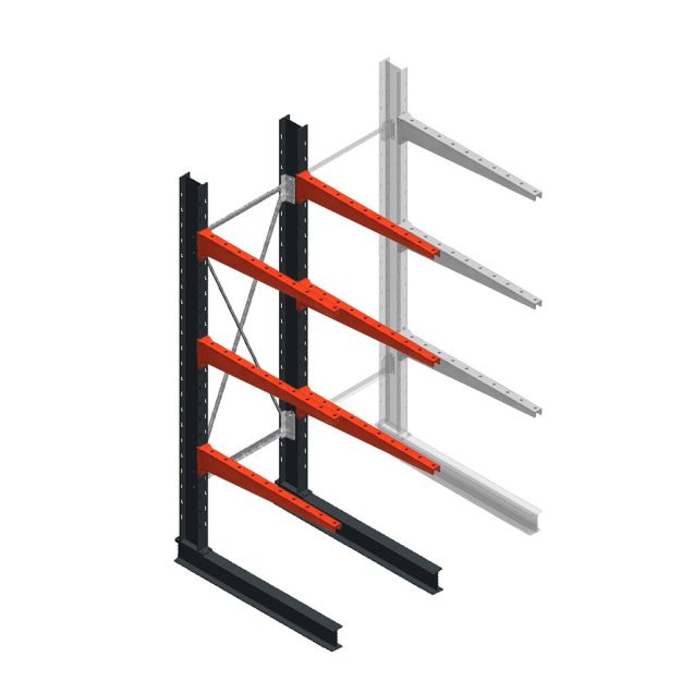 Medium draagarmstelling BR enkelzijdig 2500x750x1000mm (hxbxd) 3 niveaus beginsectie 275/arm