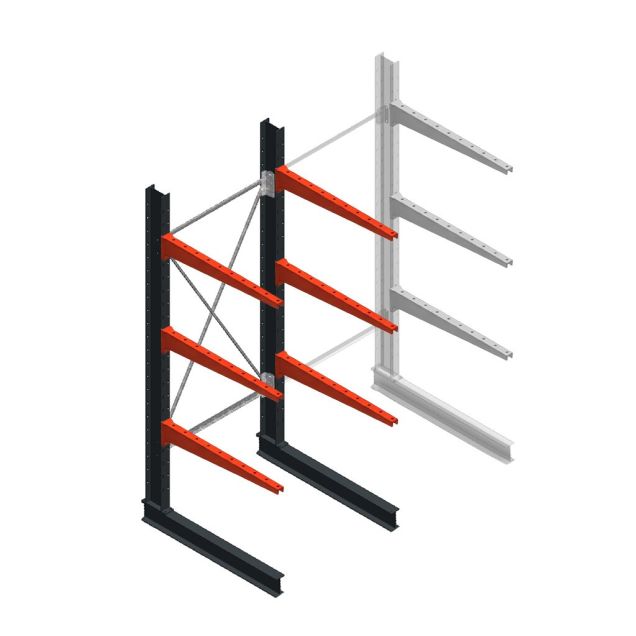 Medium draagarmstelling BR enkelzijdig 2500x1000x1000mm (hxbxd) 3 niveaus beginsectie 275/arm