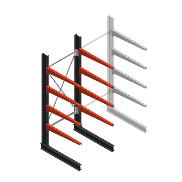 Medium draagarmstelling BR enkelzijdig 2500x1000x1000mm (hxbxd) 4 niveaus beginsectie 275/arm