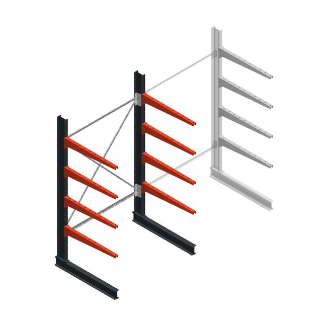 Medium draagarmstelling BR enkelzijdig 2500x1500x1000mm (hxbxd) 4 niveaus beginsectie 275/arm
