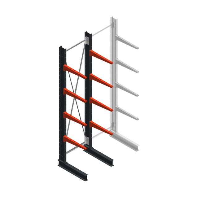 Medium draagarmstelling BR enkelzijdig 3000x750x600mm (hxbxd) 4 niveaus beginsectie 425/arm