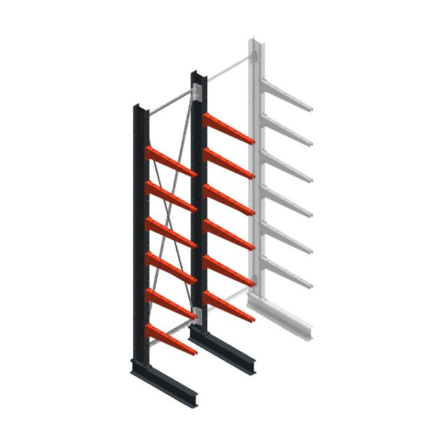 Medium draagarmstelling BR enkelzijdig 3000x750x600mm (hxbxd) 6 niveaus beginsectie 425/arm
