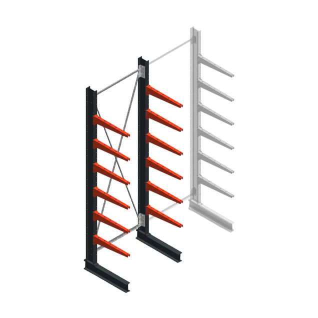Medium draagarmstelling BR enkelzijdig 3000x1000x600mm (hxbxd) 6 niveaus beginsectie 425/arm