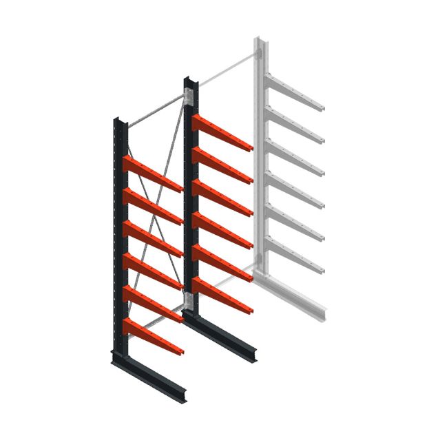 Medium draagarmstelling BR enkelzijdig 3000x1000x800mm (hxbxd) 6 niveaus beginsectie 220/arm