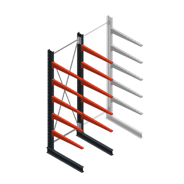 Medium draagarmstelling BR enkelzijdig 3000x1250x1000mm (hxbxd) 5 niveaus beginsectie 275/arm