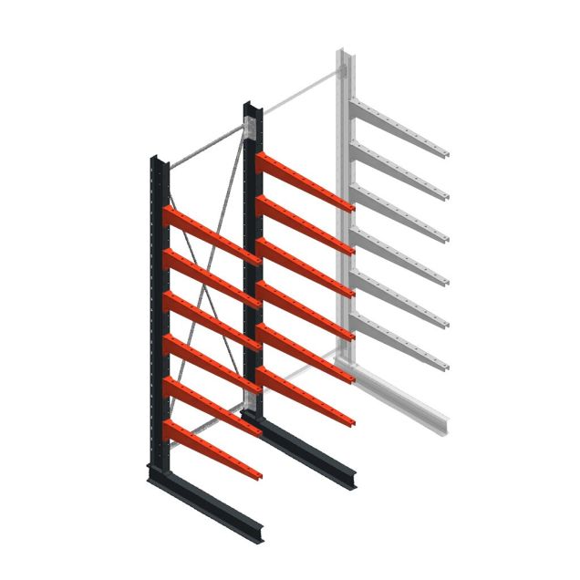 Medium draagarmstelling BR enkelzijdig 3000x1250x1000mm (hxbxd) 6 niveaus beginsectie 275/arm