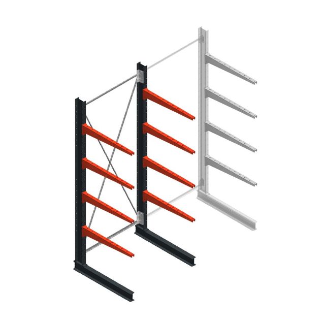 Medium draagarmstelling BR enkelzijdig 3000x1500x1000mm (hxbxd) 4 niveaus beginsectie 175/arm
