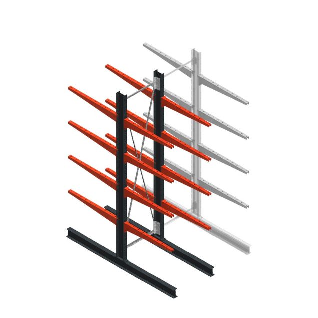 Medium draagarmstelling BR dubbelzijdig 3000x750x1000mm (hxbxd) 4 niveaus beginsectie 175/arm