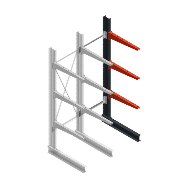 Medium draagarmstelling BR enkelzijdig 2500x750x800mm (hxbxd) 3 niveaus aanbouwsectie 340/arm