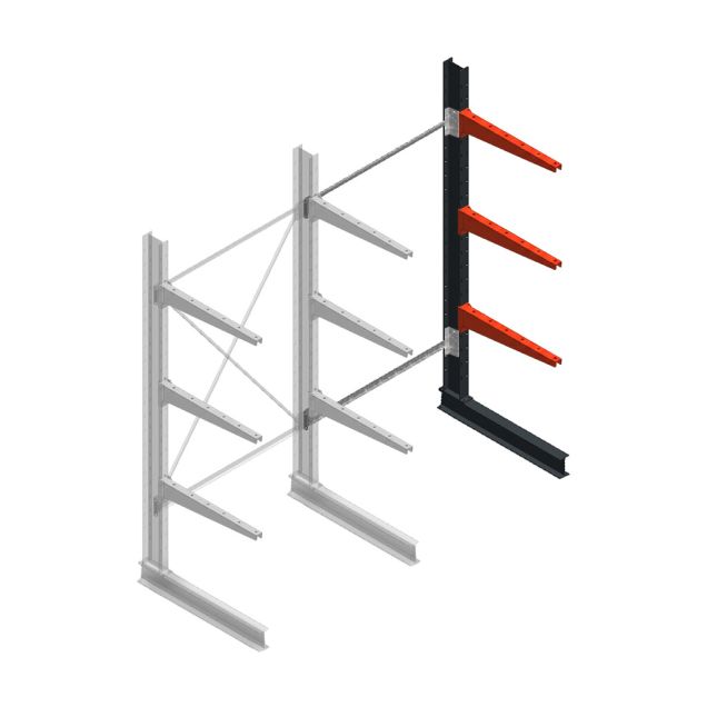 Medium draagarmstelling BR enkelzijdig 2500x1250x800mm (hxbxd) 3 niveaus aanbouwsectie 340/arm