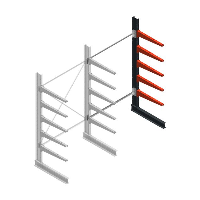 Medium draagarmstelling BR enkelzijdig 2500x1500x800mm (hxbxd) 5 niveaus aanbouwsectie 340/arm