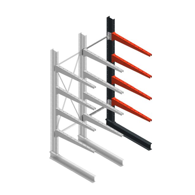 Medium draagarmstelling BR enkelzijdig 2500x750x1000mm (hxbxd) 4 niveaus aanbouwsectie 275/arm