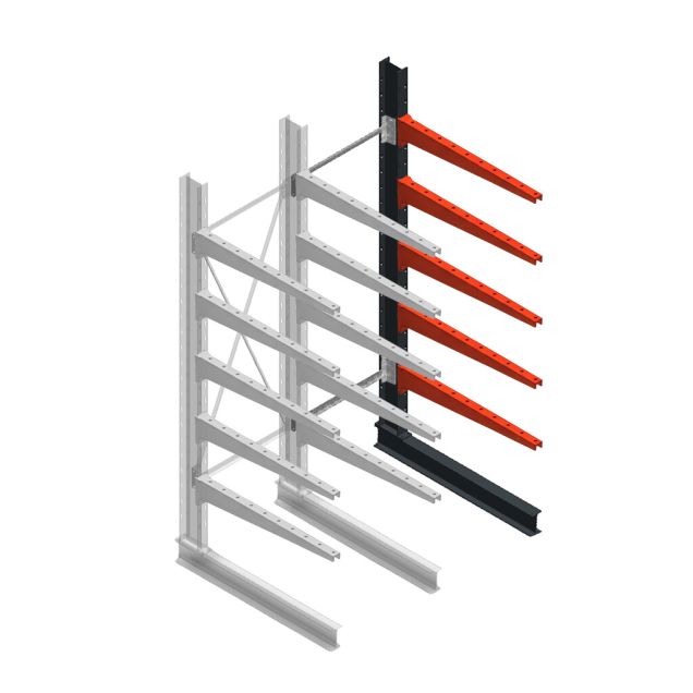 Medium draagarmstelling BR enkelzijdig 2500x750x1000mm (hxbxd) 5 niveaus aanbouwsectie 275/arm