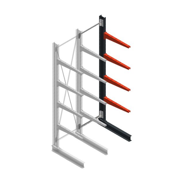 Medium draagarmstelling BR enkelzijdig 3000x750x800mm (hxbxd) 4 niveaus aanbouwsectie 220/arm