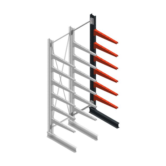 Medium draagarmstelling BR enkelzijdig 3000x750x800mm (hxbxd) 6 niveaus aanbouwsectie 340/arm