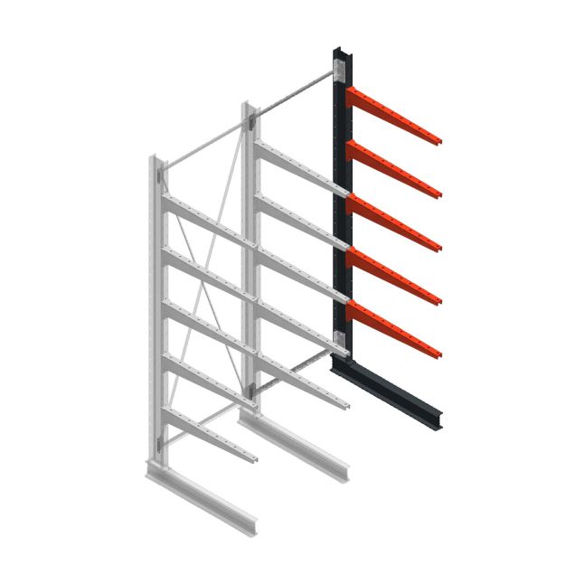 Medium draagarmstelling BR enkelzijdig 3000x1250x1000mm (hxbxd) 5 niveaus aanbouwsectie 275/arm